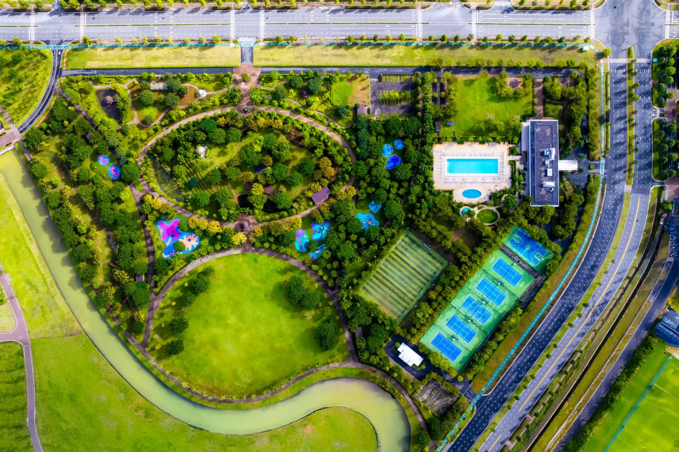 Toàn cảnh công viên Central Park 25ha trong khu đô thị Waterpoint nhìn từ trên cao